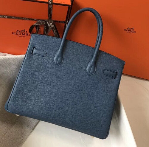 High Quality Luxury Hermes Birkin 30Cm Bag In Blue Agate alternate view
