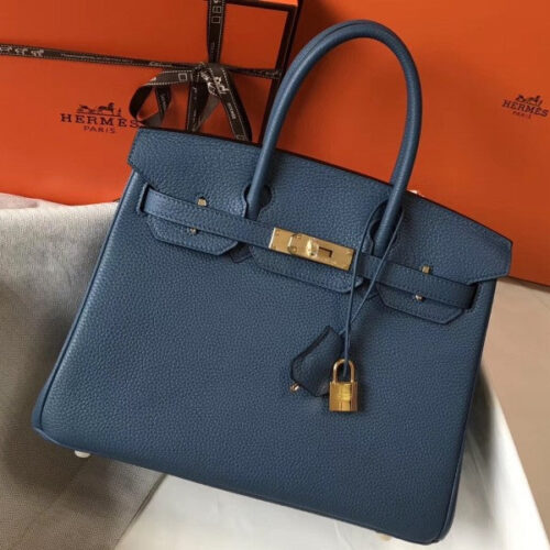 High Quality Luxury Hermes Birkin 30Cm Bag In Blue Agate