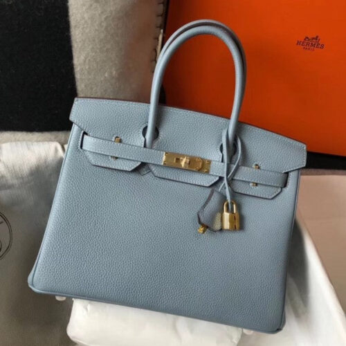 High Quality Luxury Hermes Birkin 30Cm Bag In Blue Lin