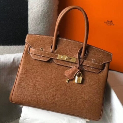 High Quality Luxury Hermes Birkin 30 Bag – Gold Brown Tone