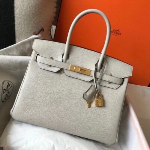 High Quality Luxury Hermes Birkin 30Cm Pearl Grey