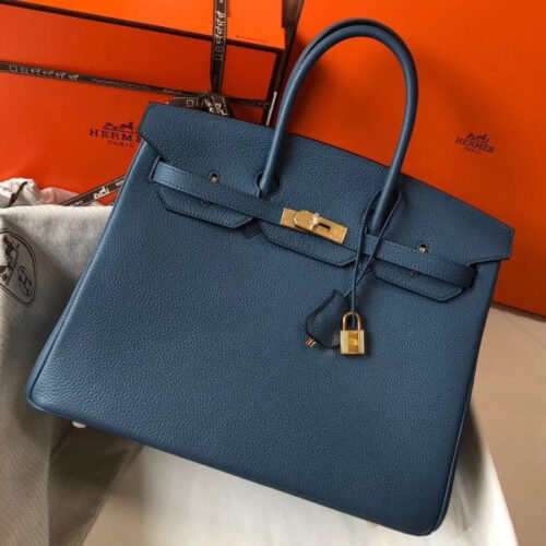 High Quality Luxury Hermes Birkin 35Cm Bag In Blue Agat