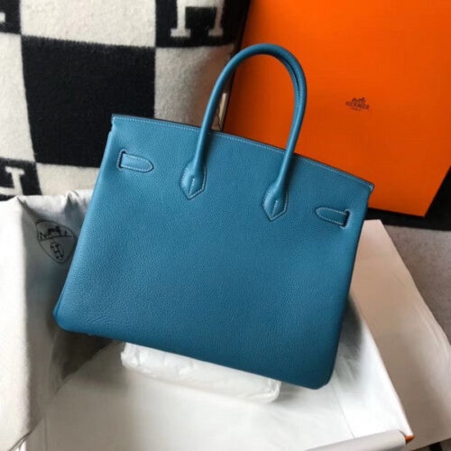 High Quality Luxury Hermes Birkin 35Cm Blue Jean alternate view