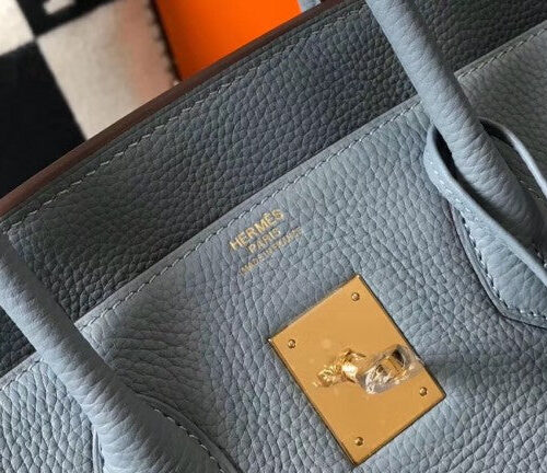 High Quality Luxury Hermes Birkin 35Cm Bag In Blue Lin product detail