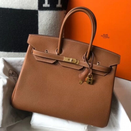 High Quality Luxury Hermes Birkin 35 Bag – Gold Brown Tone product image