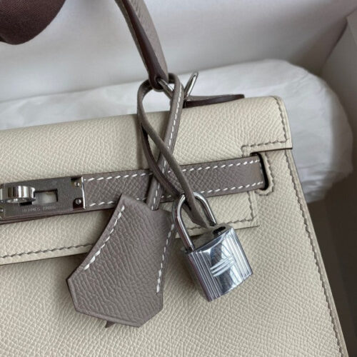 High Quality Luxury Hermes Kelly Sellier 25 Bicolor Bag In Trench And Craie product detail