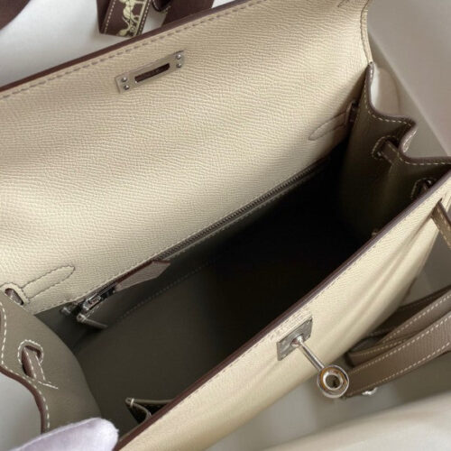 High Quality Luxury Hermes Kelly Sellier 25 Bicolor Bag In Trench And Craie product detail