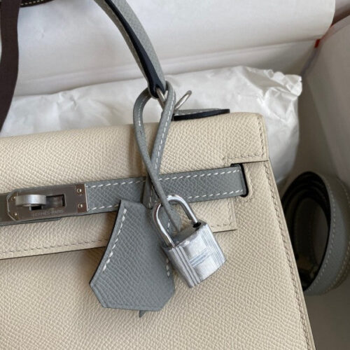 High Quality Luxury Hermes Kelly Sellier 25 Bicolor Bag In Craie And Gris Mouette product detail