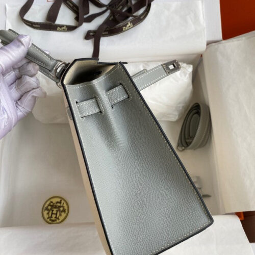 High Quality Luxury Hermes Kelly Sellier 25 Bicolor Bag In Craie And Gris Mouette product detail