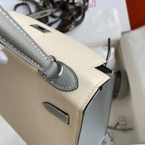 High Quality Luxury Hermes Kelly Sellier 25 Bicolor Bag In Craie And Gris Mouette product detail