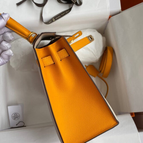 High Quality Luxury Hermes Kelly Sellier 25 Bicolor Bag In Craie And Yellow product detail