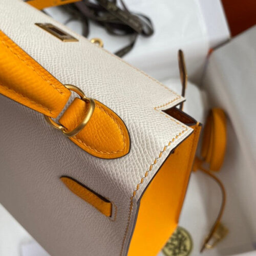 High Quality Luxury Hermes Kelly Sellier 25 Bicolor Bag In Craie And Yellow product detail