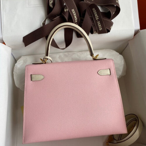 High Quality Luxury Hermes Kelly Sellier 25 Bicolor Bag In Rose Sakura alternate view