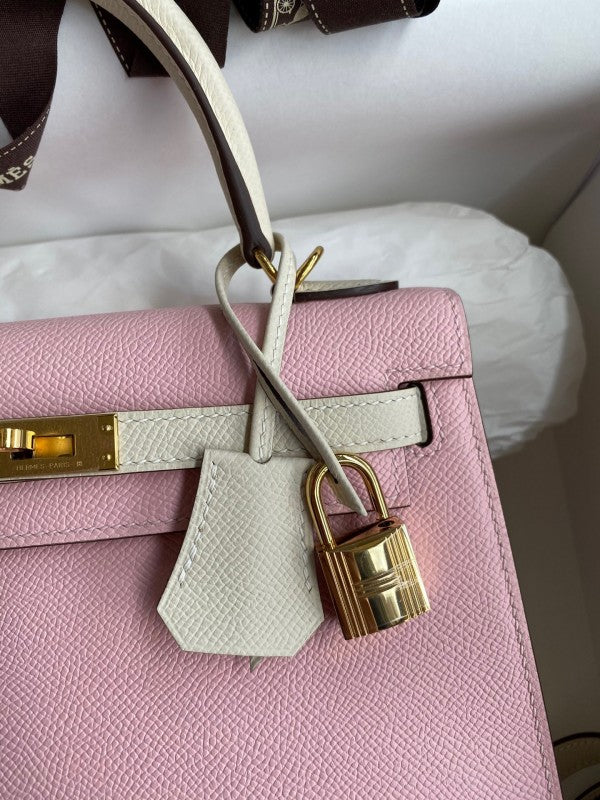 High Quality Luxury Hermes Kelly Sellier 25 Bicolor Bag In Rose Sakura product detail
