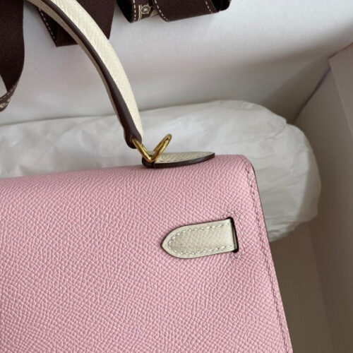 High Quality Luxury Hermes Kelly Sellier 25 Bicolor Bag In Rose Sakura product detail