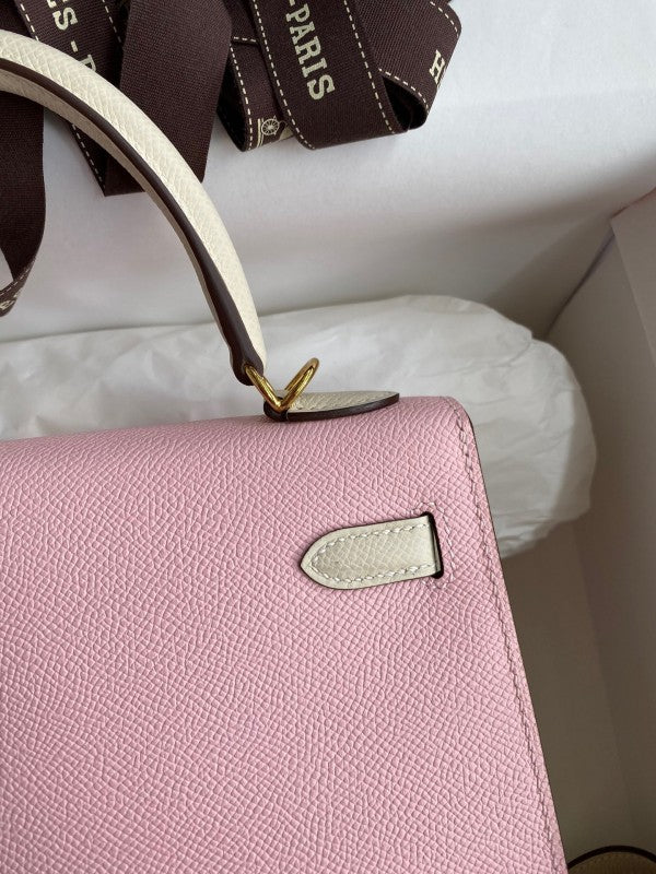 High Quality Luxury Hermes Kelly Sellier 25 Bicolor Bag In Rose Sakura product detail