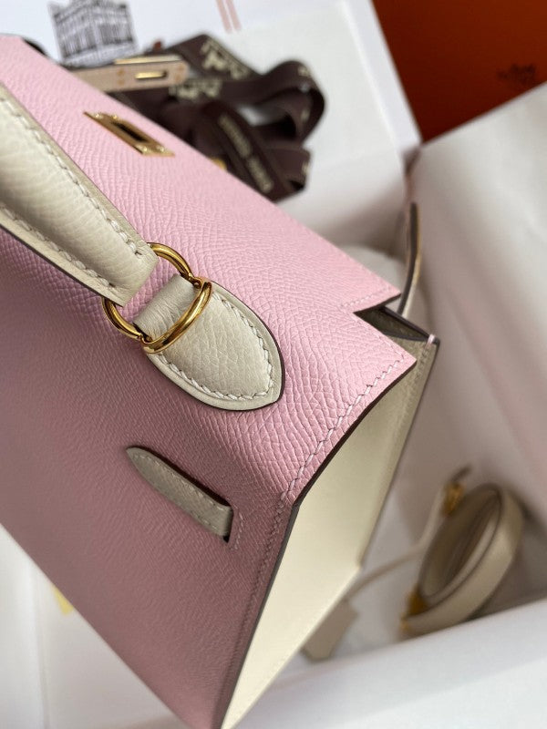 High Quality Luxury Hermes Kelly Sellier 25 Bicolor Bag In Rose Sakura product detail