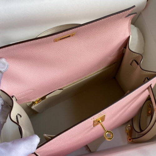 High Quality Luxury Hermes Kelly Sellier 25 Bicolor Bag In Rose Sakura product detail