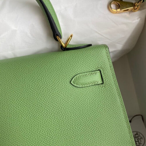 High Quality Luxury Hermes Kelly Sellier 25 Handmade In Vert Criquet product detail