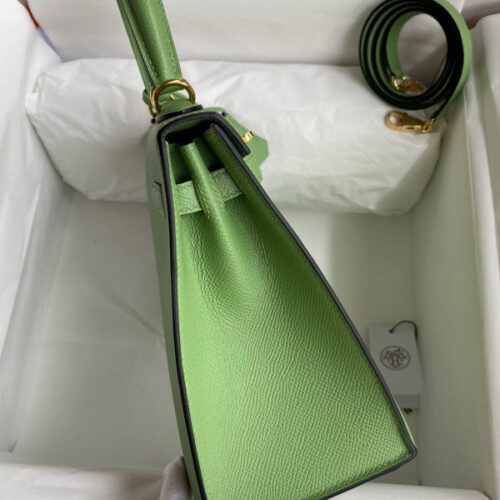 High Quality Luxury Hermes Kelly Sellier 25 Handmade In Vert Criquet product detail
