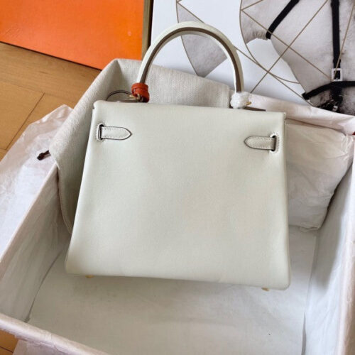High Quality Luxury Hermes Kelly Retourne 25 Handmade Bag In Craie product detail