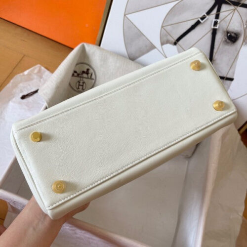 High Quality Luxury Hermes Kelly Retourne 25 Handmade Bag In Craie product detail
