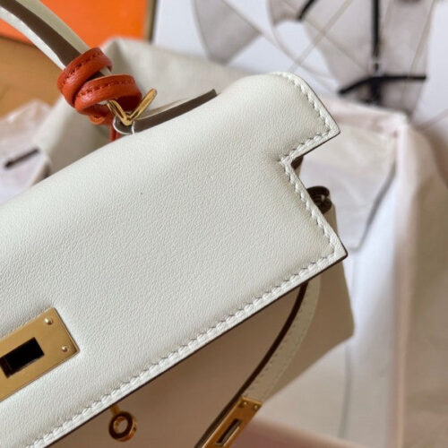 High Quality Luxury Hermes Kelly Retourne 25 Handmade Bag In Craie product detail