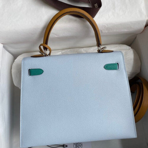 High Quality Luxury Hermes Kelly Sellier 25 Tricolor Bag In Blue/Green alternate view