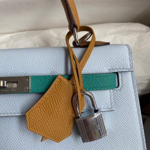 High Quality Luxury Hermes Kelly Sellier 25 Tricolor Bag In Blue/Green product detail