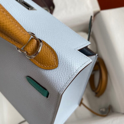 High Quality Luxury Hermes Kelly Sellier 25 Tricolor Bag In Blue/Green product detail