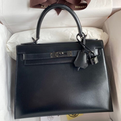 High Quality Luxury Hermes Kelly Sellier 28 Handmade Bag In Black