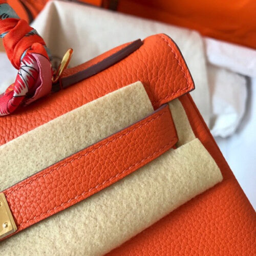 High Quality Luxury Hermes Kelly Retourne 28 Handmade Bag In Orange product detail