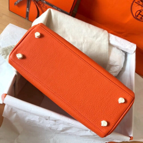 High Quality Luxury Hermes Kelly Retourne 28 Handmade Bag In Orange product detail