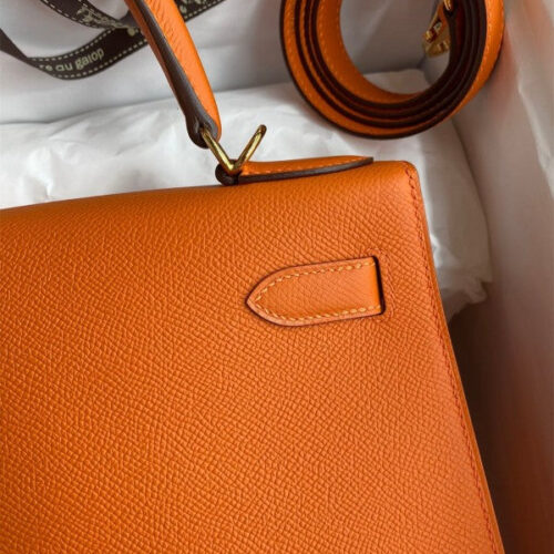 High Quality Luxury Hermes Kelly Sellier 28 Handmade Bag In Orange product detail