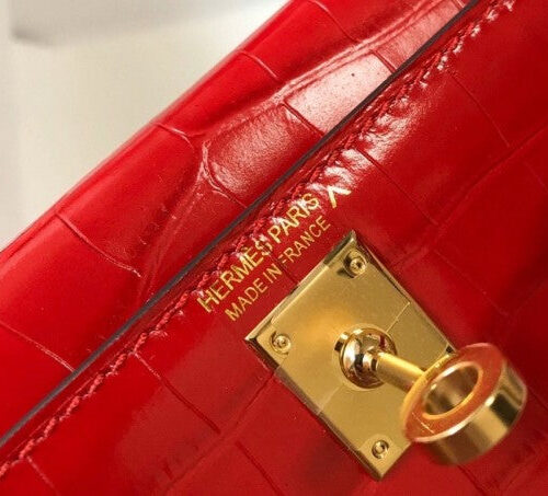 High Quality Luxury Hermes Kelly Mini Ii Bag In Red Crocodile Leather product detail