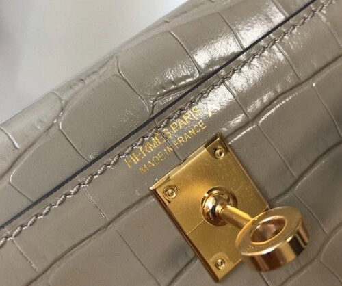 High Quality Luxury Hermes Kelly Mini Ii Bag In Taupe Crocodile Leather product detail