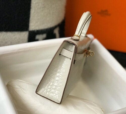 High Quality Luxury Hermes Kelly Mini Ii Bag In Beton Crocodile Leather product detail