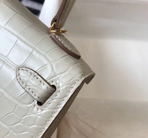 High Quality Luxury Hermes Kelly Mini Ii Bag In Beton Crocodile Leather product detail