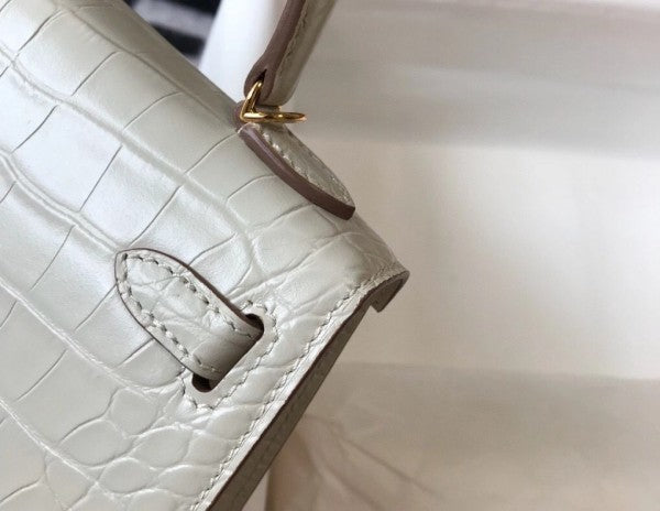 High Quality Luxury Hermes Kelly Mini Ii Bag In Beton Crocodile Leather product detail