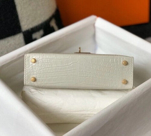 High Quality Luxury Hermes Kelly Mini Ii Bag In Beton Crocodile Leather product detail