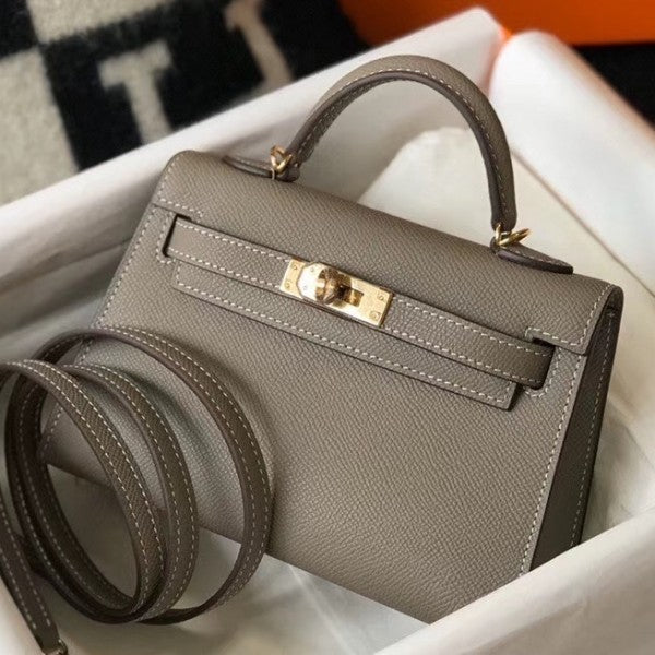 High Quality Luxury Hermes Kelly Mini Ii Bag In Gris