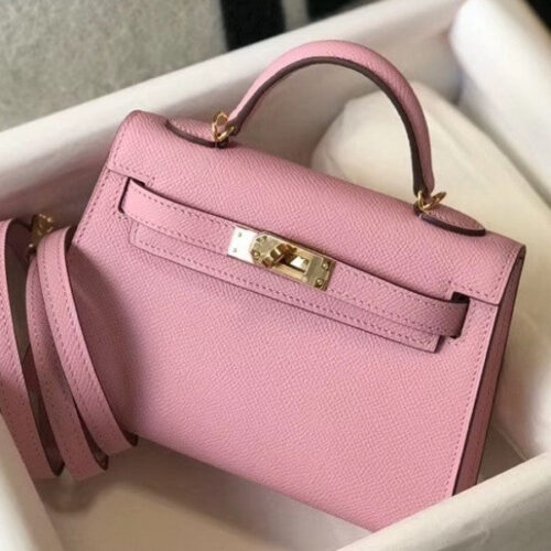 High Quality Luxury Hermes Kelly Mini Ii Bag In Mauve Sylvestre