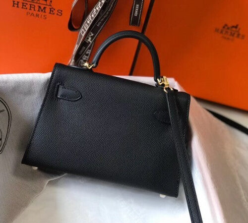 High Quality Luxury Hermes Kelly Mini Ii Bag In Black alternate view