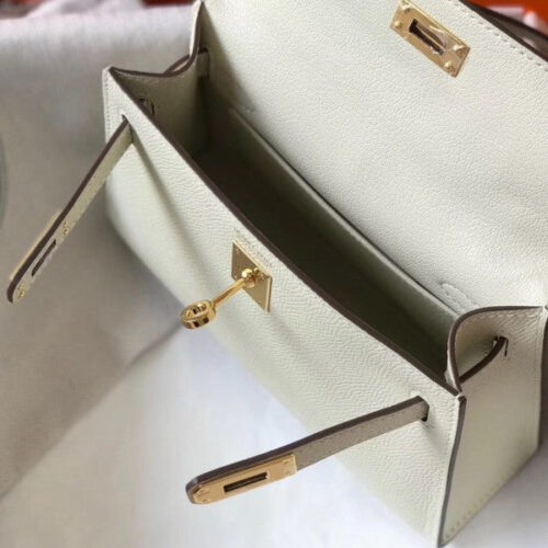 High Quality Luxury Hermes Kelly Mini Ii Bag In White product detail