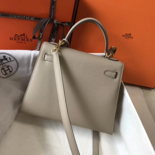 High Quality Luxury Hermes Kelly 25Cm Sellier Bag In Tourterelle alternate view