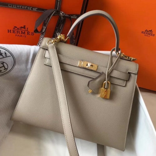 High Quality Luxury Hermes Kelly 25Cm Sellier Bag In Tourterelle