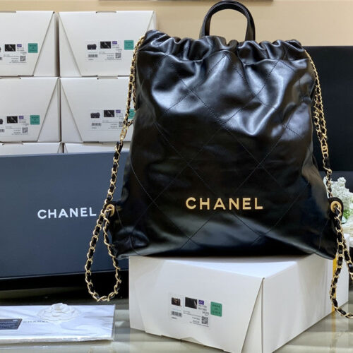 High Quality Luxury Chanel 22 Large Handbag Black