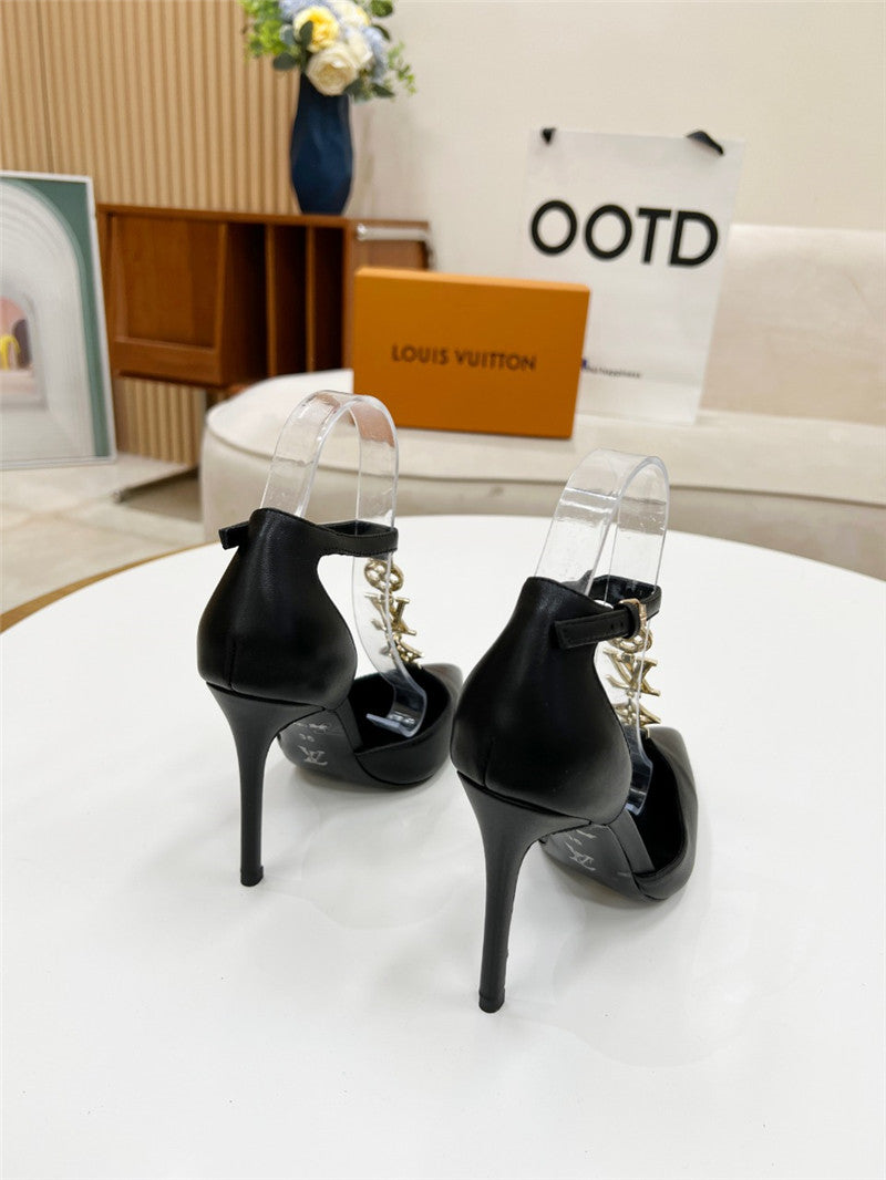 High Quality Luxury Louis Vuitton Metal Chain High Heels – Style 90083 product detail