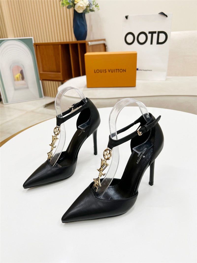 High Quality Luxury Louis Vuitton Metal Chain High Heels – Style 90083