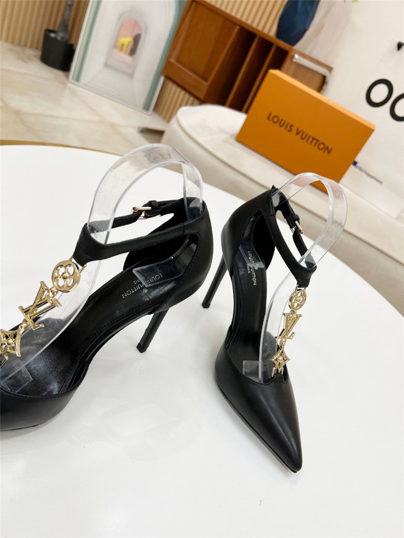 High Quality Luxury Louis Vuitton Metal Chain High Heels – Style 90083 product detail